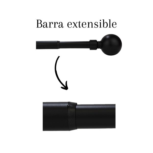 Acomoda Textil – Barra de Cortina Extensible 120x210 cm. (Negro)